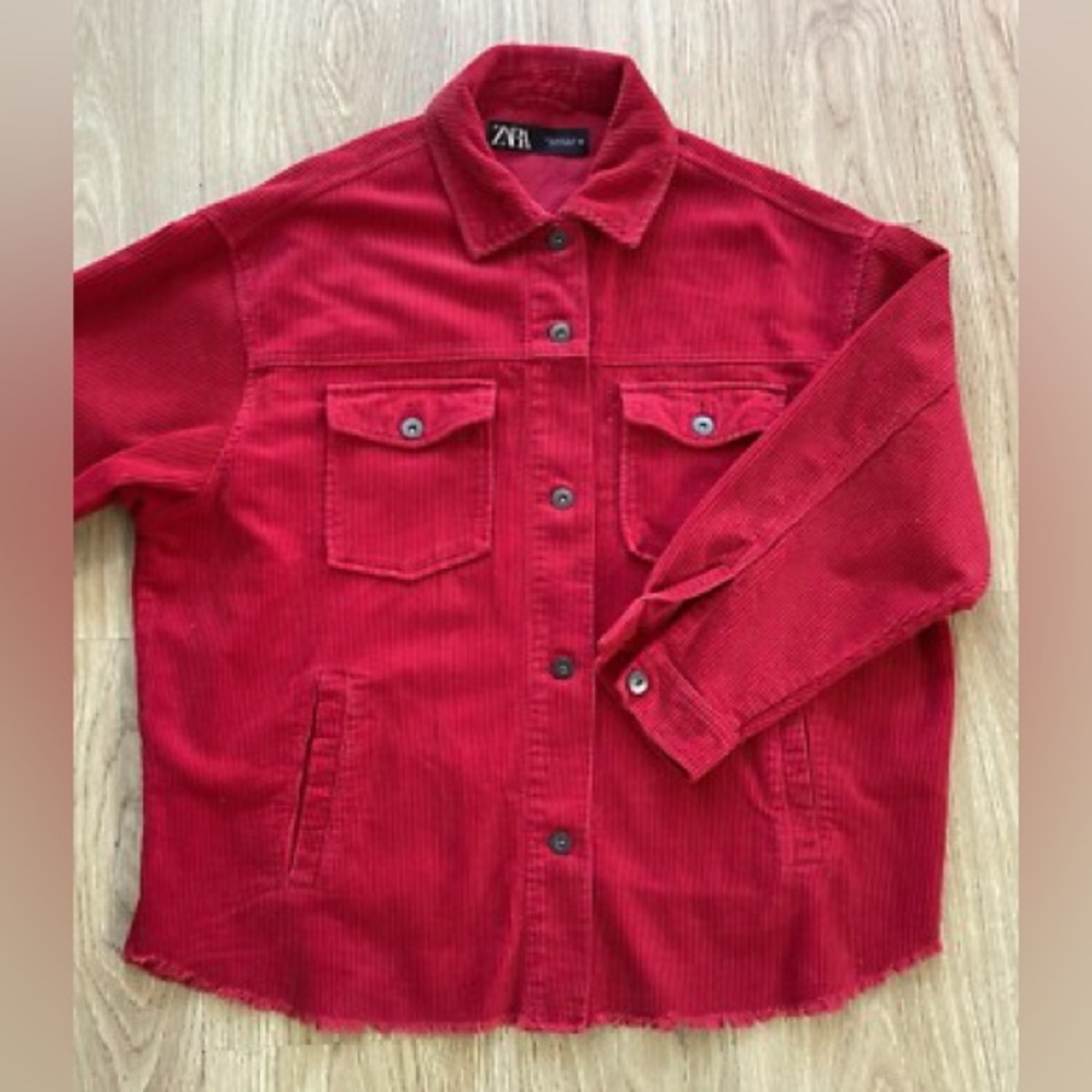 Zara Women's Vibrant Red Corduroy Jacket